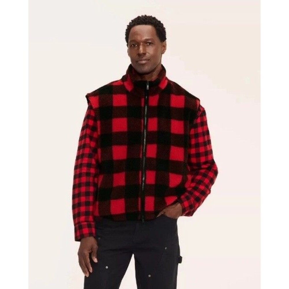 Target x Woolrich Buffalo Check Vest XL  Red Fleece Zip Men’s